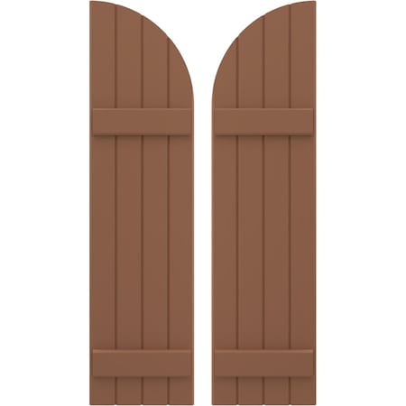 Ekena Millwork Americraft 4-Board (2 Batten) Wood Joined Board-n-Batten Shutters w/ Arch Top, ARW101BQ414X40BTH, PR ARW101BQ414X40BTH